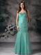 Sweetheart Turquoise Mermaid Beading Prom Celebrity Dress
