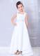 White Square Brush Train Beading Flower Girl Dress