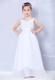 White V-neck Floor-length Beading Flower Girl Dress