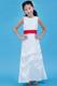 White Column Scoop Ankle-length Belt Flower Girl Dress