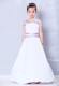 White and Lavender Straps Ankle-length Bows Flower Girl Dress