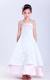 White and Pink Straps Ankle-length Embroidery Flower Girl Dress