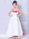 White and Red Straps Ankle-length Embroidery Flower Girl Dress