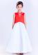 White and Red V-neck Ankle-length Embroidery Flower Girl Dress