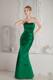 Green Mermaid Strapless Ruch Prom Dress Floor-length Satin