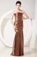Elegant Chocolate Mermaid Prom Dress Strapless Floor-length Taffeta Ruch