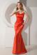 Rust Red Mermaid Spaghetti Straps Ruch and Hand Made Flower Prom Dress Floor-length Satin