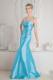 Aqua Blue Junior Prom Dress Mermaid Straps Beading Brush Train Satin