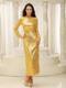 Long Sleeves with Paillette Over Skirt Ankle-length Celebrity Dress