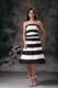 Black and White Strapless Knee-length Beading Celebrity Dresses