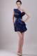 Strapless Navy Blue Column Beading Mini-length Celebrity Dresses