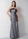 Ruffles Strapless Gray Celebrity Dresses with Hand Made Flowers