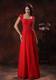 Custom Made Red Square Graduation Dress with Lace Over Bodice