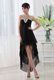 Empire Strapless High-low Chiffon Black Evening Dress with Ruffled Layers