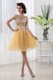 Gold A-line Beautiful Sweetheart Beading Organza Evening Dress
