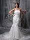 Beautiful Mermaid Strapless Court Train Lace and Chiffon Ruch We