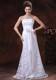 Lace Column Strapless Sleeveless Brush Train Wedding Gown with Sash