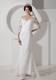V-neck Mermaid Lace Brush Train Wedding Gowns with 1 2 Sleeves