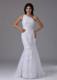 Lace Mermaid Brush Train Sleeveless Wedding Dresses with One Shoulder