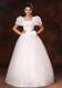 Diamonds and bowknot Decorated Wedding Gown with Puffy Short Sleeves