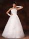 A-line Strapless Floor-length with Beading for Wedding with Gloves
