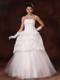 Pick-ups and Hand Made Flowers Decorated Ruching Bridal Gown