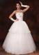 Fashionable Two Tiers Floral Beading Decorated Strapless Wedding Gown