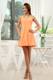 Halter Ruched and Pleated A-line Orange Dresses for Prom of Mini-length