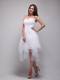 White A-Line / Princess Strapless Knee-length Lace and Tulle Ruch Prom / Homecoming Dress