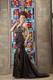 Modest Black Column Evening Dress Halter Taffeta Beading Brush Train