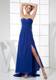Royal Blue Sweetheart Ruched Chiffon Prom Dress with High Slit and Watteau Train
