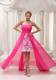 Hot Pink High-low Prom Dress For 2013 Ruched Bodice Chiffon Strapless Lace