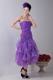 Lavender Mermaid Strapless Tea-length Organza Ruch Prom / Homecoming Dress