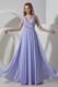 Lilac Empire V-neck Floor-length Chiffon Beading Prom Dress