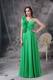 Customize Green Empire One Shoudler Prom Dress Chiffon Hand Made Flowers Floor-length