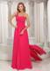 One Shoulder Ruched Bodice Customize Prom Dress With Beading Chiffon Watteau Train