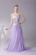Ruched Lilac and Gold Chiffon Brush Train Prom Dress of Latest Style