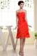 Flowers and Layers Accent on A-line Red Dresses for Prom of Knee-length