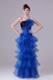 Latest Long Prom Dresses Decorated with Flower and Layers in Black and Royal Blue