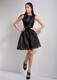 Customize Bateau Mini-length Beaded Decorate Little Black Dress