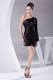 Beaded Decorate One Shoulder Short Long Sleeve Little Black Dress