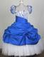 2013 New Custom Made Embroidery Blue and White Flower Girl Pageant Dress Floral Straps