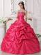 Coral Red Ball Gown Sweetheart Beading Quinceanera Dress with Pick-ups