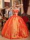 Pretty Ball Gown Corset Back Appliques Orange Quince Dresses
