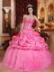 Sweetheart Ruched Taffeta Quince Dresses with Appliques