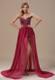 2013 Burgundy High Slit Empire Sweetheart Beaded Bodice Maxi Dresses