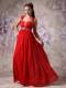 Simple Red Empire Princess Straps Floor-length Beading Maxi Dresses
