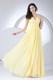 Ruching Decorate Bodice Light Yellow V-neck 2013 Long Maxi Dresses