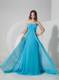 2013 Brand New Aqua Blue Sweetheart Maxi Dress Brush Train Ruched