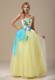 Hot Light Yellow Appliques and Ruche Prom Dress With Sash
